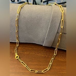 RLxCL 15” Yellow Gold Filled Paperclip Chain Necklace with Diamond Lobster Clasp